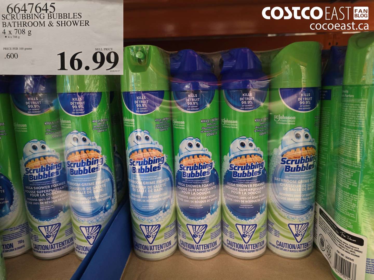 6647645 SCRUBBING BUBBLES BATHROOM & SHOWER 4 X 708 G $16.99