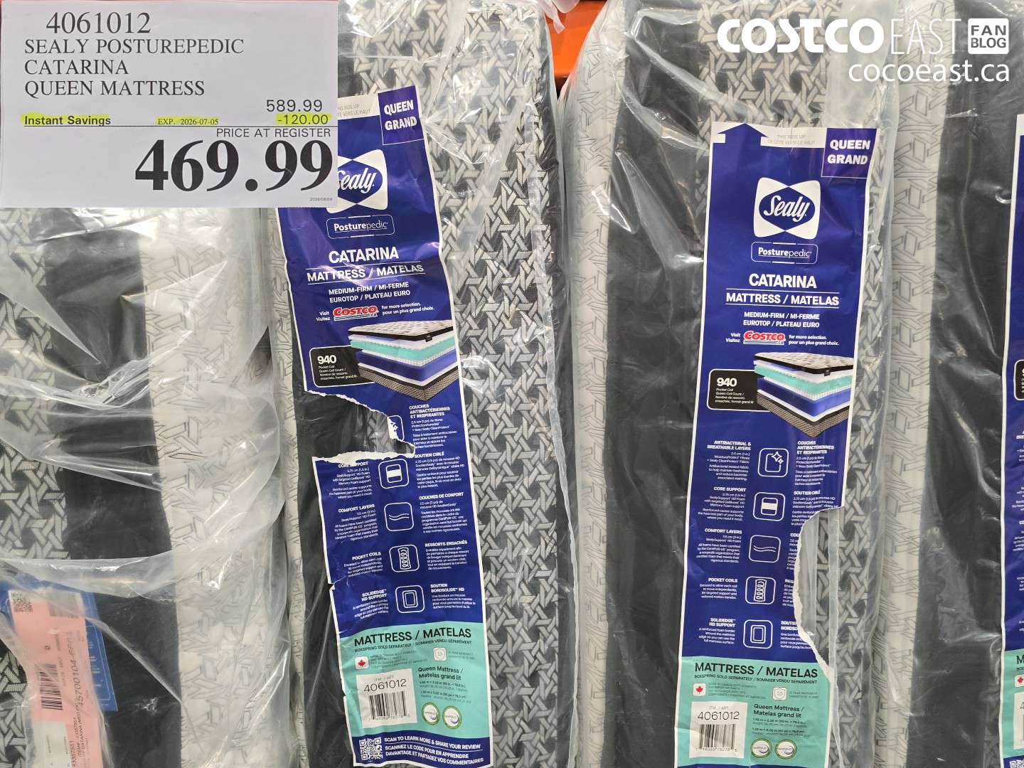 4061012 SEALY POSTUREPEDIC CATARINA QUEEN MATTRESS ($120.00 INSTANT SAVINGS EXPIRES ON 2026-07-05) $469.99