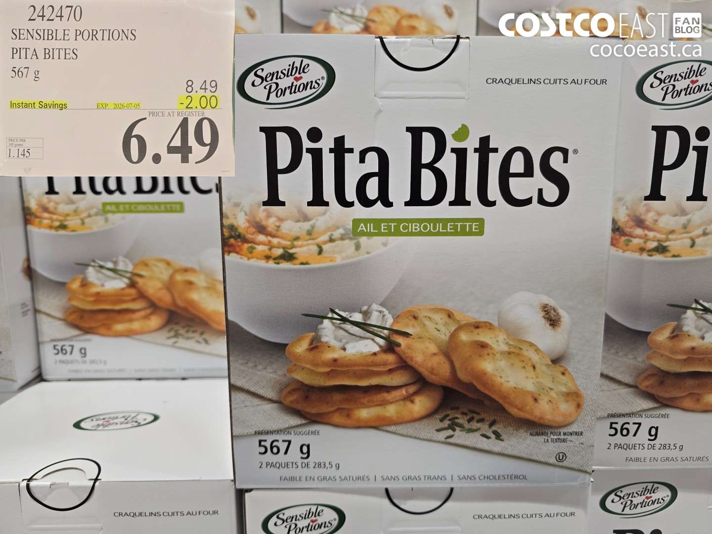 242470 SENSIBLE PORTIONS PITA BITES 567 G ($2.00 INSTANT SAVINGS EXPIRES ON 2026-07-05) $6.49
