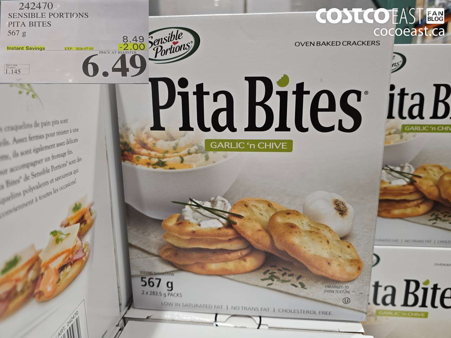 242470 SENSIBLE PORTIONS PITA BITES 567 G ($2.00 INSTANT SAVINGS EXPIRES ON 2026-07-05) $6.49