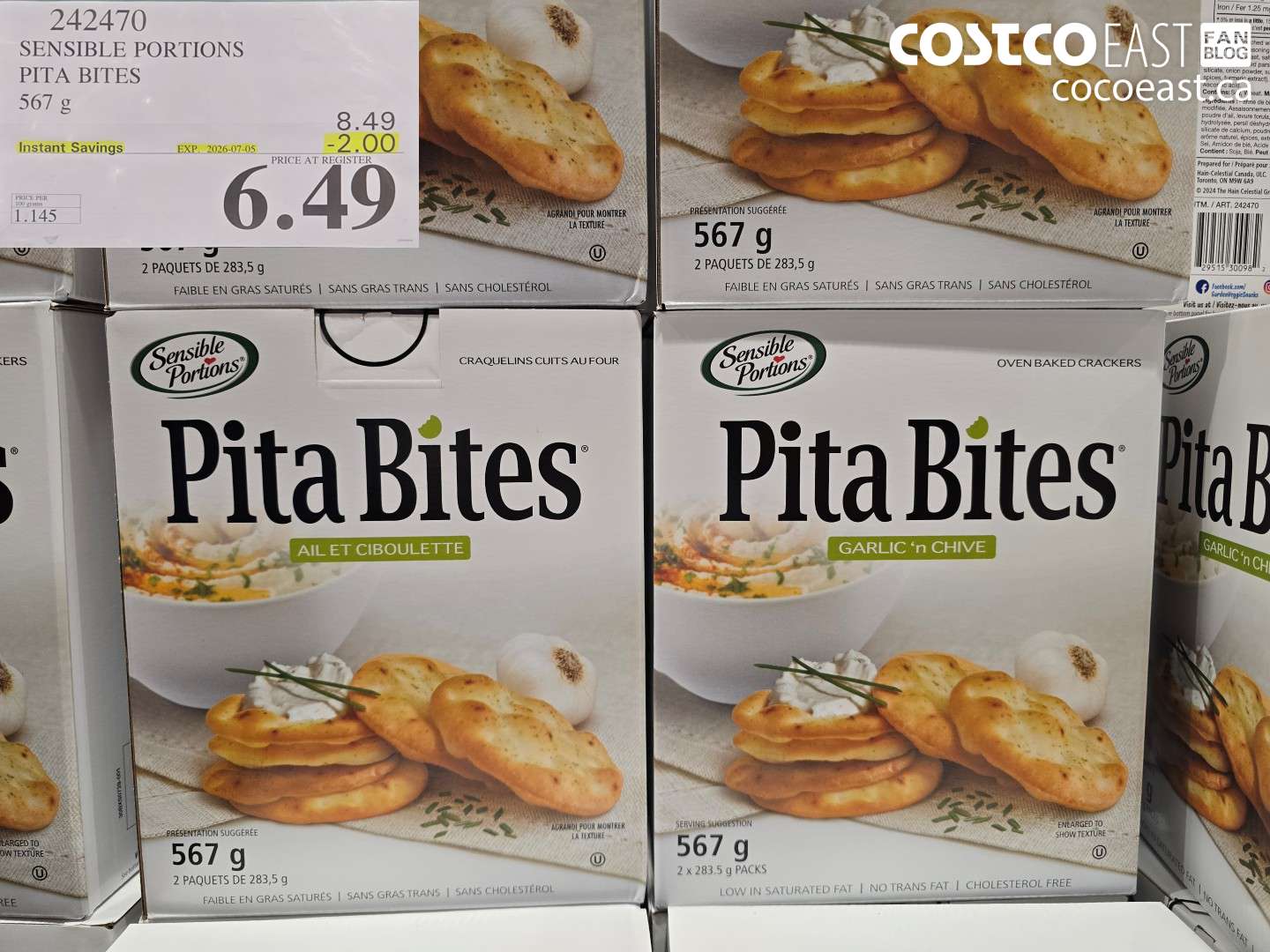 242470 SENSIBLE PORTIONS PITA BITES 567 G ($2.00 INSTANT SAVINGS EXPIRES ON 2026-07-05) $6.49