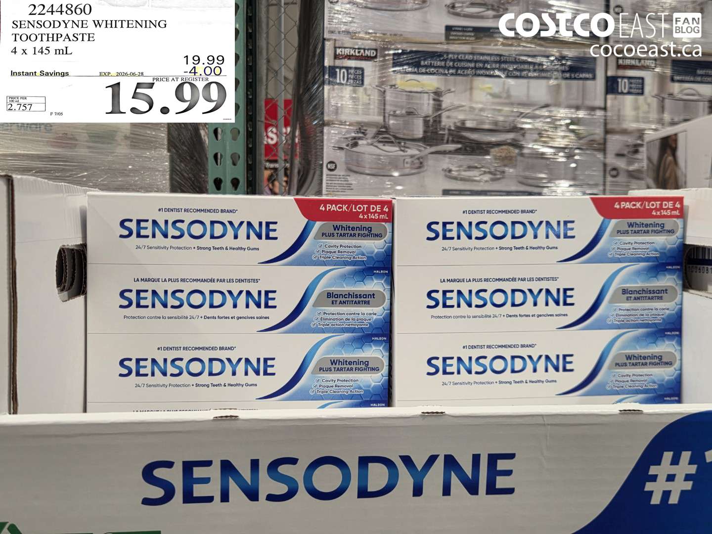2244860 SENSODYNE WHITENING TOOTHPASTE 4 X 145 ML ($4.00 INSTANT SAVINGS EXPIRES ON 2026-06-28) $15.99