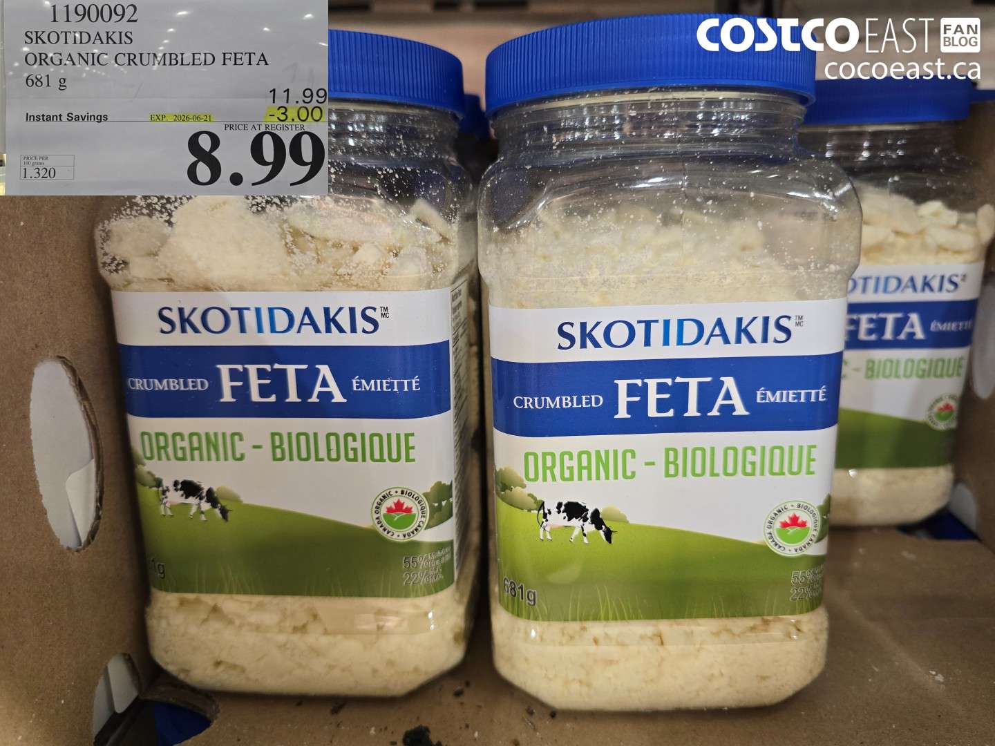 1190092 SKOTIDAKIS ORGANIC CRUMBLED FETA 681 G ($3.00 INSTANT SAVINGS EXPIRES ON 2026-06-21) $8.99