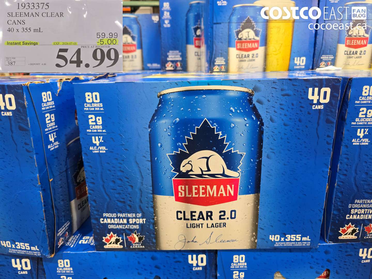 1933375 SLEEMAN CLEAR CANS 40 X 355 ML ($5.00 INSTANT SAVINGS EXPIRES ON 2026-07-05) $54.99
