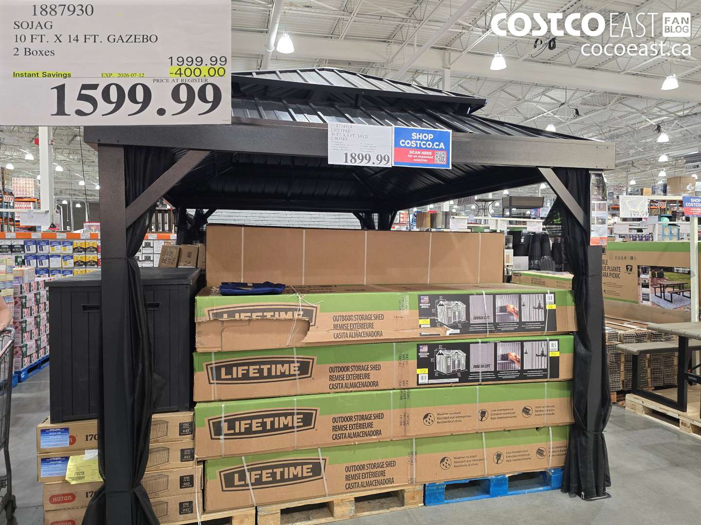 1887930 SOJAG 10 FT. X 14 FT. GAZEBO 2 BOXES ($400.00 INSTANT SAVINGS EXPIRES ON 2026-07-12) $1599.99