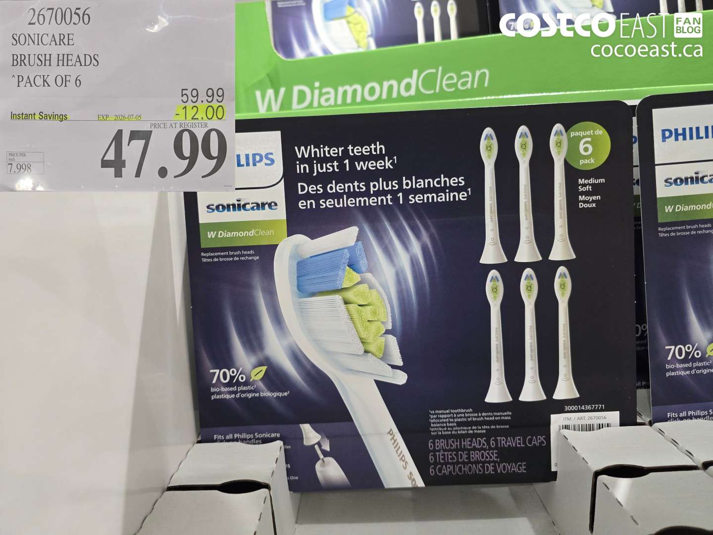 2670056 SONICARE BRUSH HEADS PACK OF 6 ($12.00 INSTANT SAVINGS EXPIRES ON 2026-07-05) $47.99