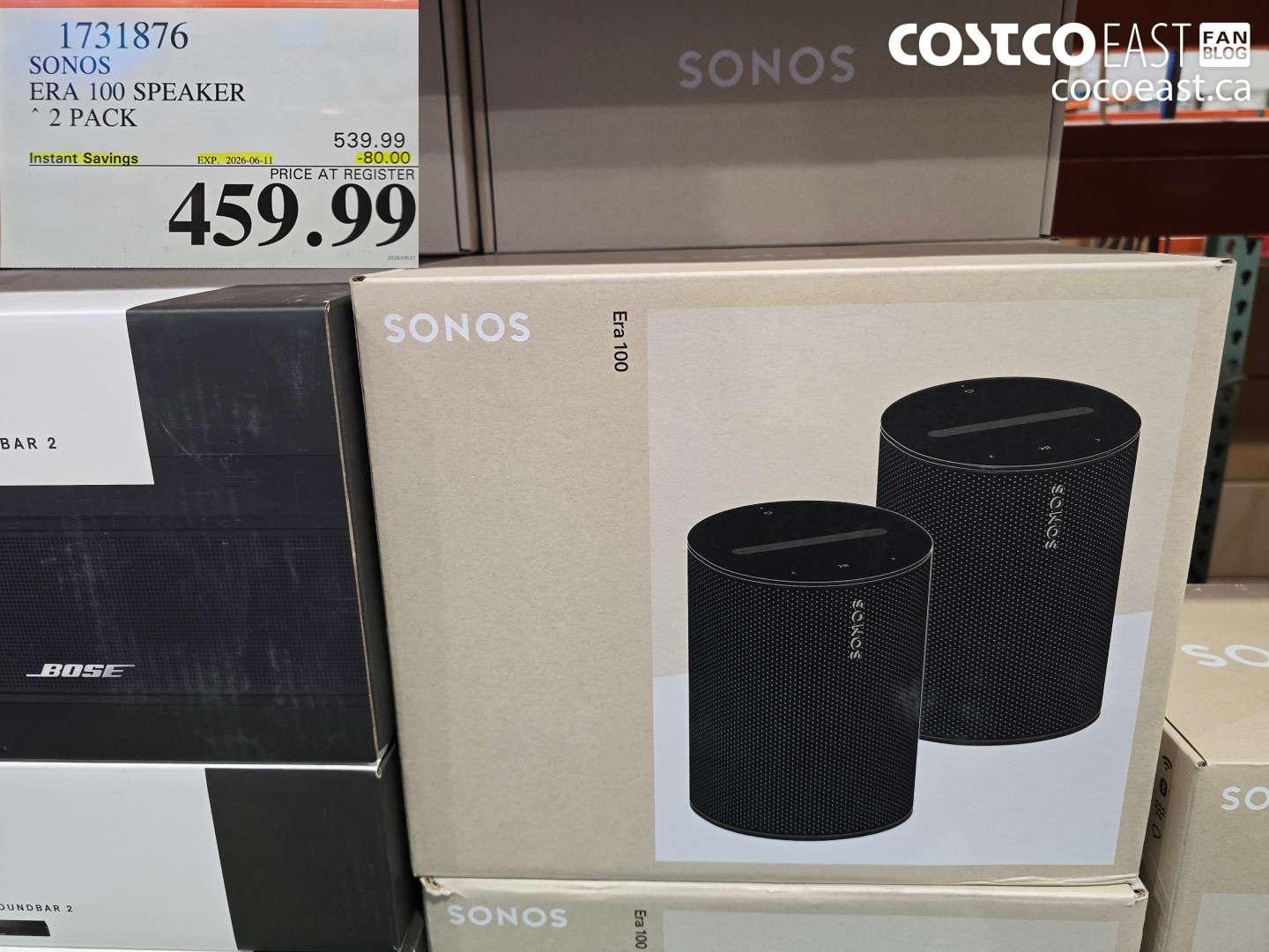 1731876 SONOS ERA 100 SPEAKER 2 PACK ($80.00 INSTANT SAVINGS EXPIRES ON 2026-06-11) $459.99