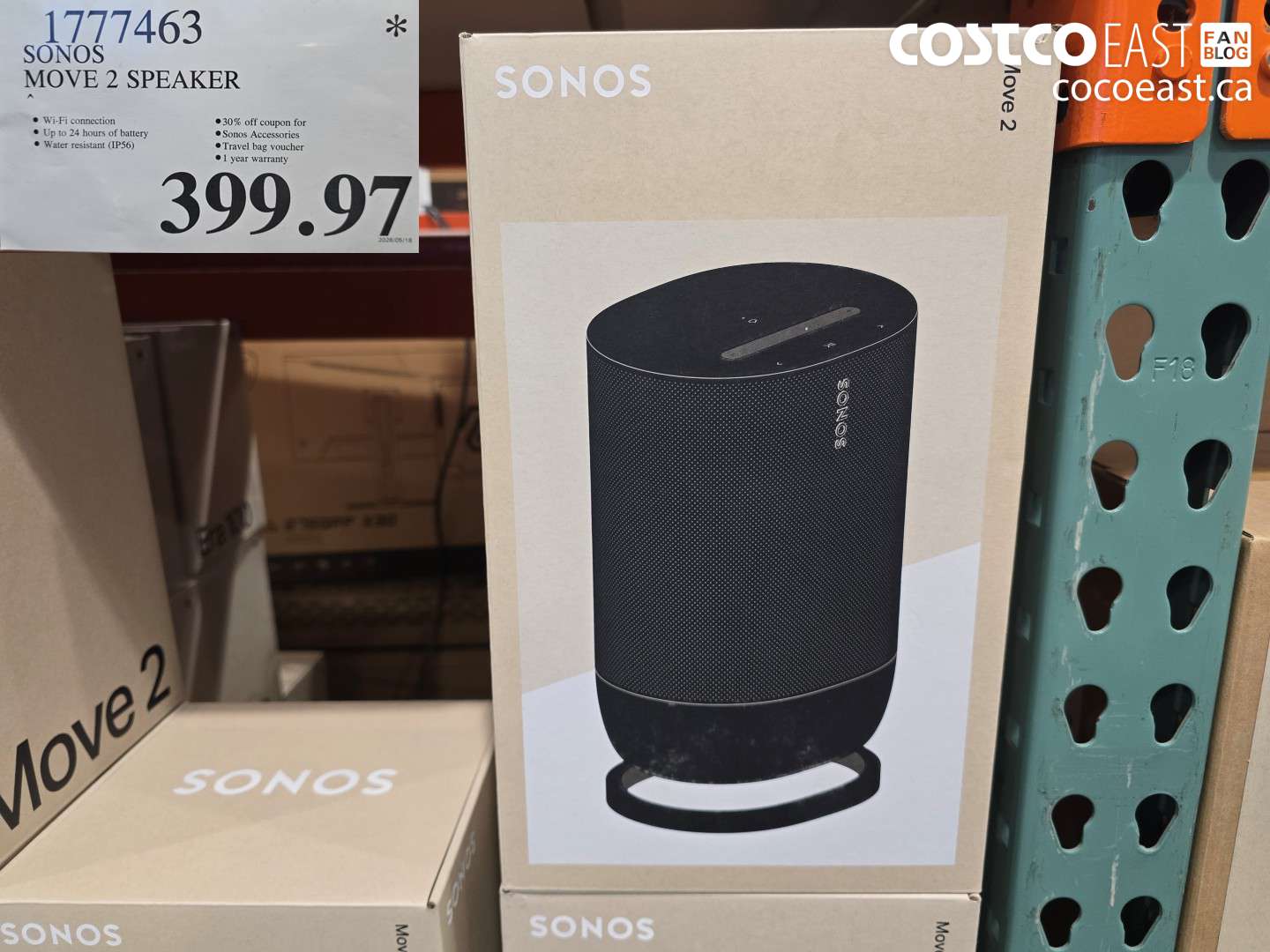 1777463 SONOS MOVE 2 SPEAKER $399.97