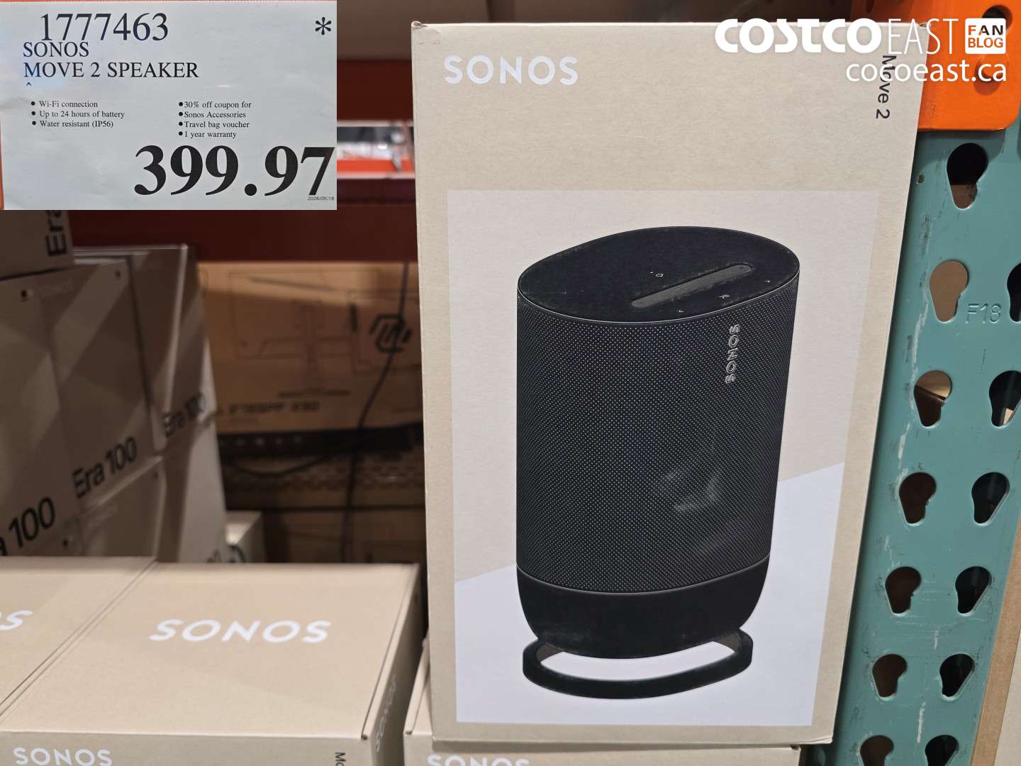 1777463 SONOS MOVE 2 SPEAKER $399.97