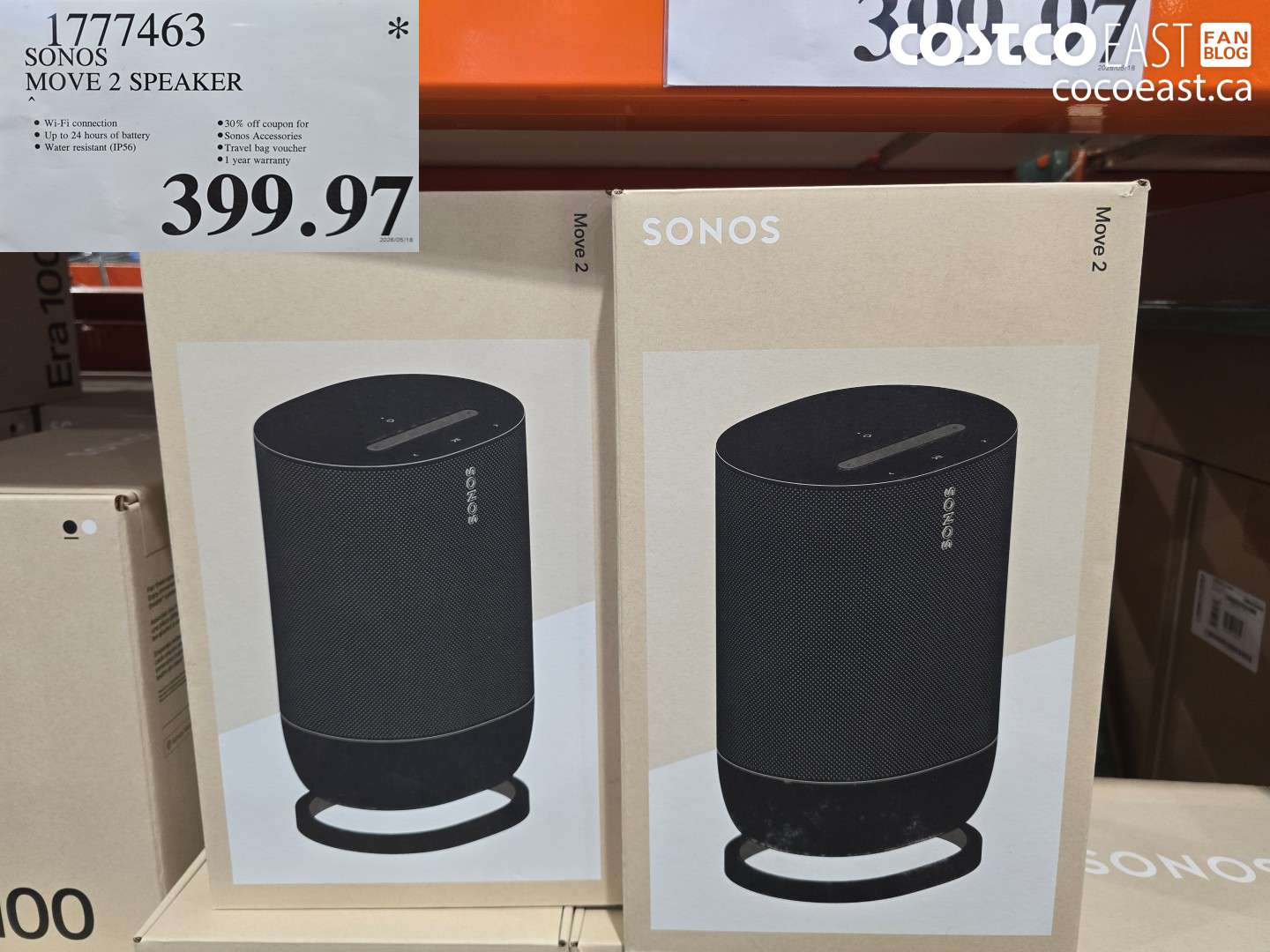 1777463 SONOS MOVE 2 SPEAKER $399.97