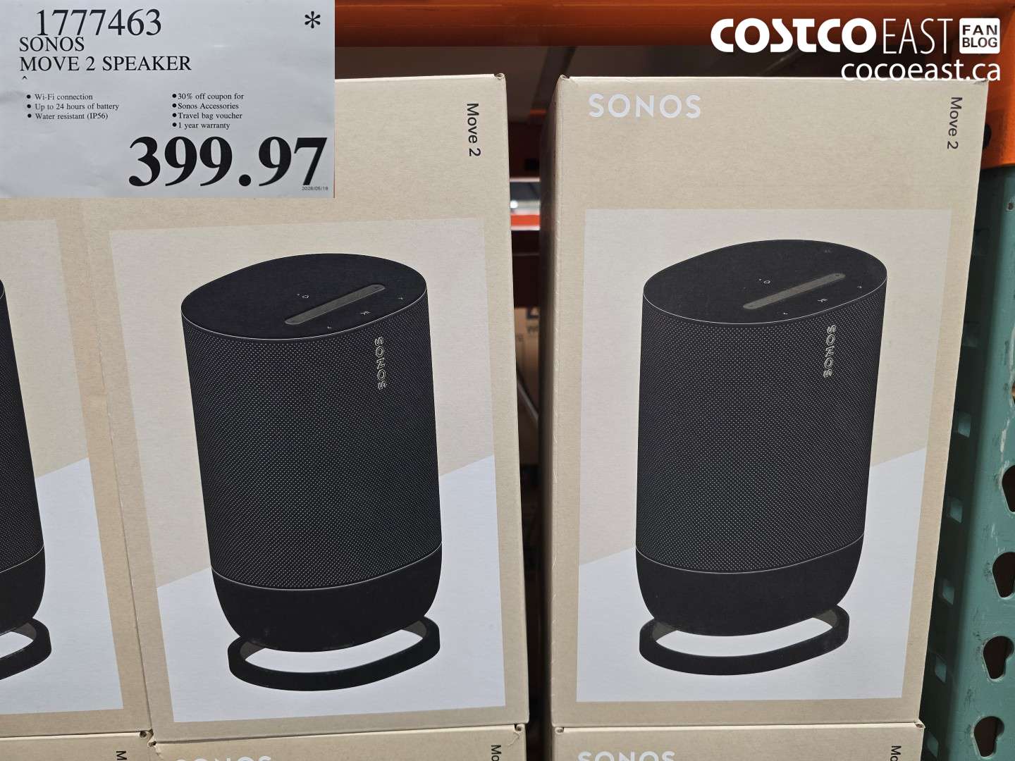 1777463 SONOS MOVE 2 SPEAKER $399.97