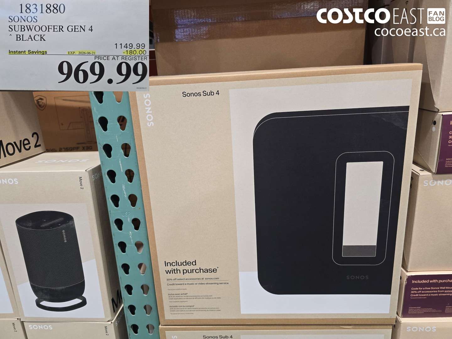 1831880 SONOS SUBWOOFER GEN 4 BLACK ($180.00 INSTANT SAVINGS EXPIRES ON 2026-06-21) $969.99