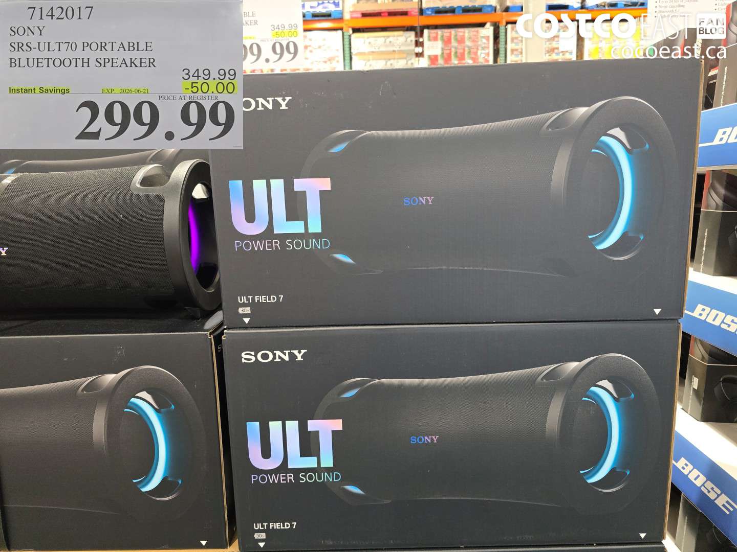 7142017 SONY SRS-ULT70 PORTABLE BLUETOOTH SPEAKER ($50.00 INSTANT SAVINGS EXPIRES ON 2026-06-21) $299.99