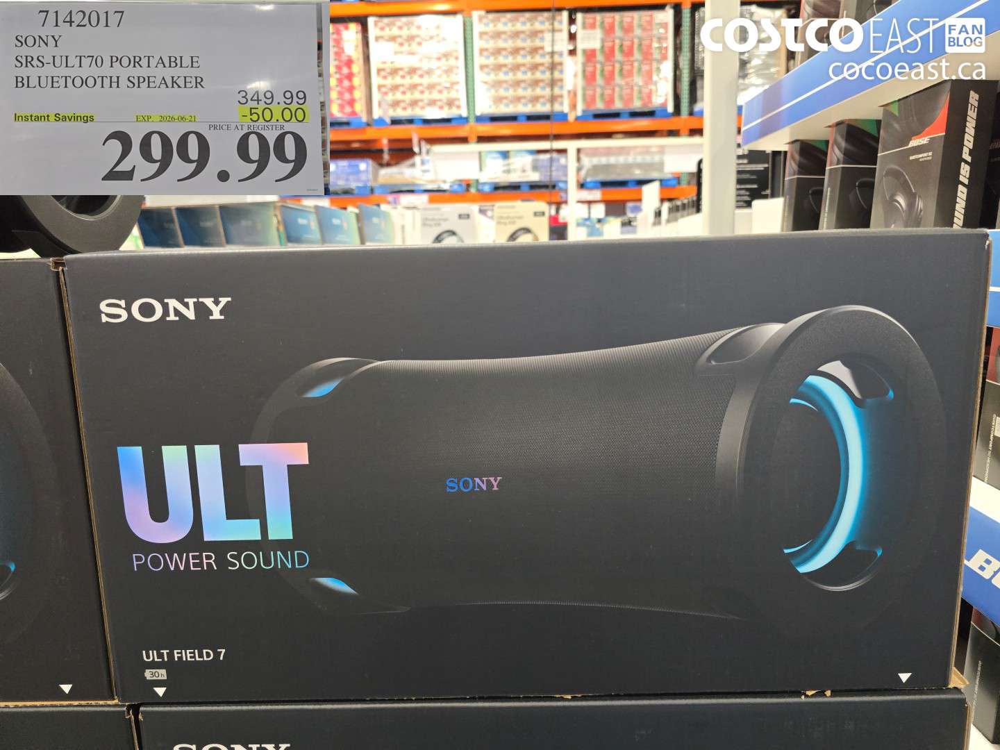 7142017 SONY SRS-ULT70 PORTABLE BLUETOOTH SPEAKER ($50.00 INSTANT SAVINGS EXPIRES ON 2026-06-21) $299.99