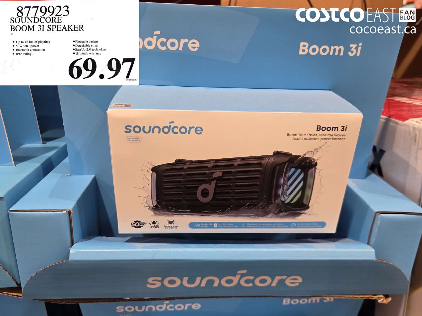 8779923 SOUNDCORE BOOM 3I SPEAKER $69.97
