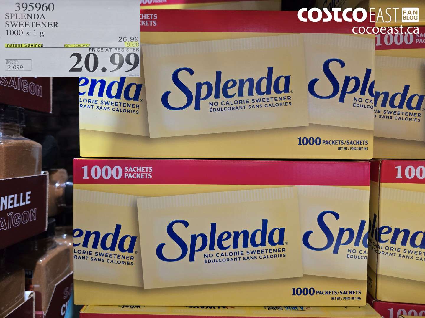 395960 SPLENDA SWEETENER 1000 X 1 G ($6.00 INSTANT SAVINGS EXPIRES ON 2026-06-07) $20.99