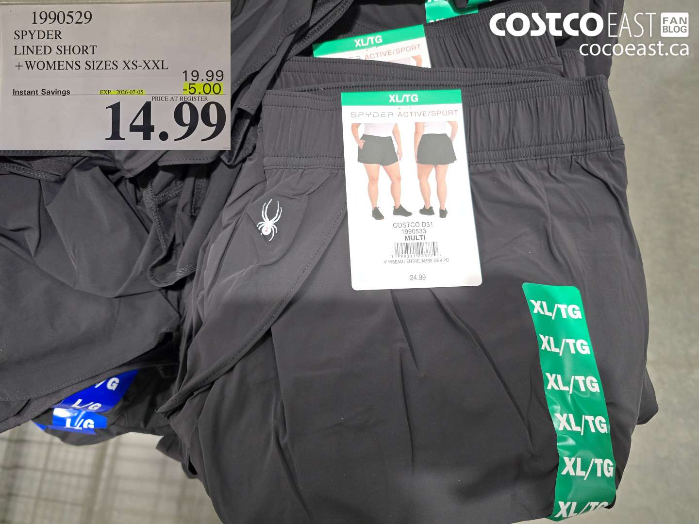 1990529 SPYDER LINED SHORT WOMENS SIZES XS-XXL ($5.00 INSTANT SAVINGS EXPIRES ON 2026-07-05) $14.99