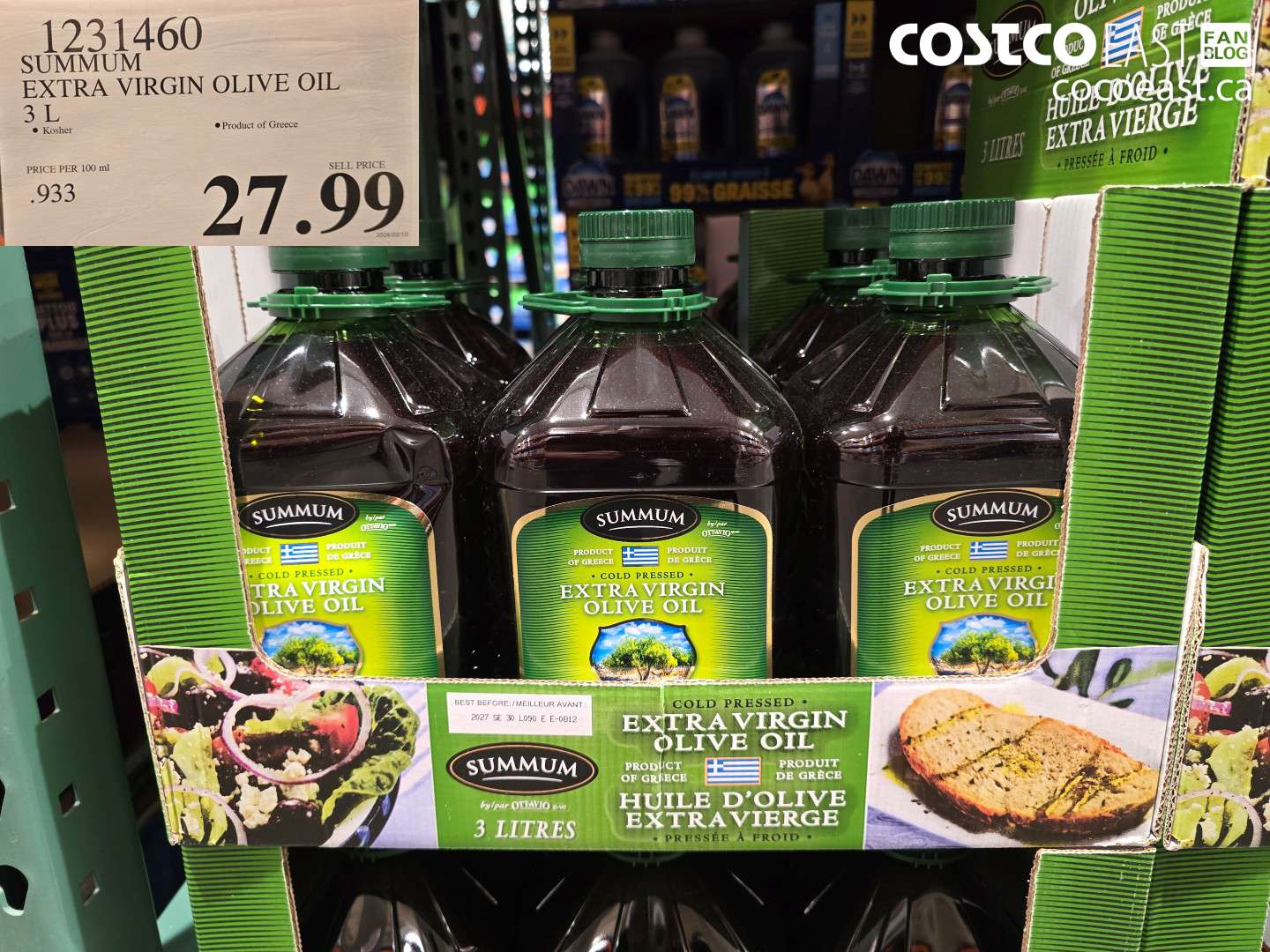 1231460 SUMMUM EXTRA VIRGIN OLIVE OIL 3 L $27.99