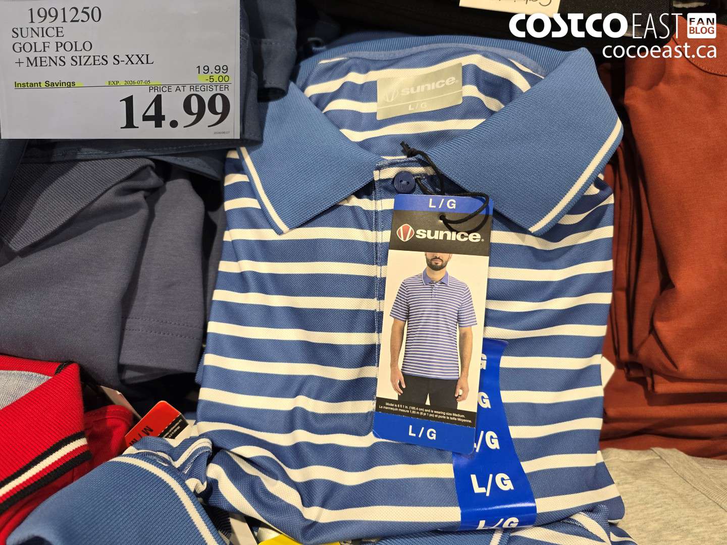 1991250 SUNICE GOLF POLO +MENS SIZES S-XXL ($5.00 INSTANT SAVINGS EXPIRES ON 2026-07-05) $14.99
