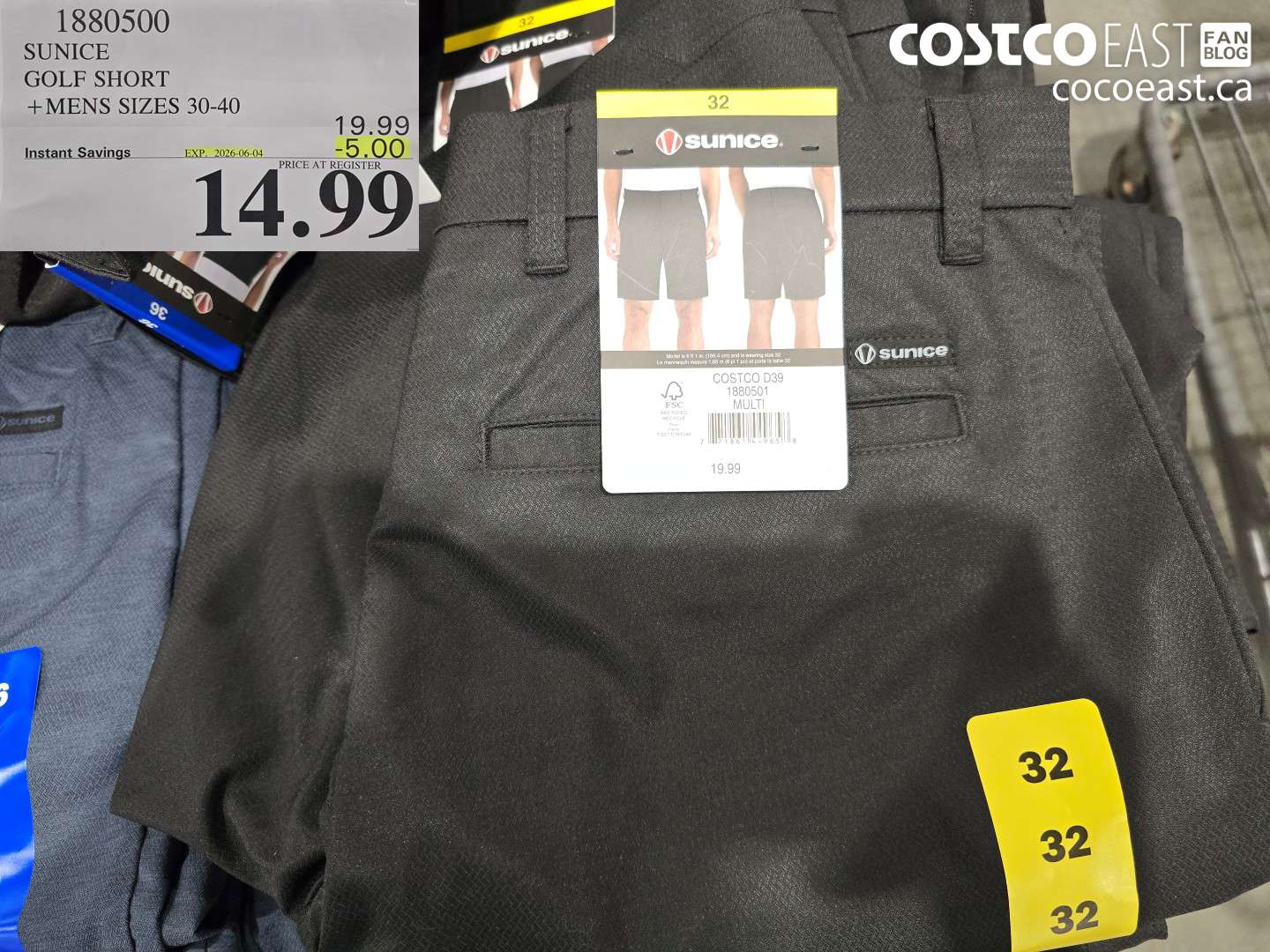 1880500 SUNICE GOLF SHORT + MENS SIZES 30-40 ($5.00 INSTANT SAVINGS EXPIRES ON 2026-06-04) $14.99
