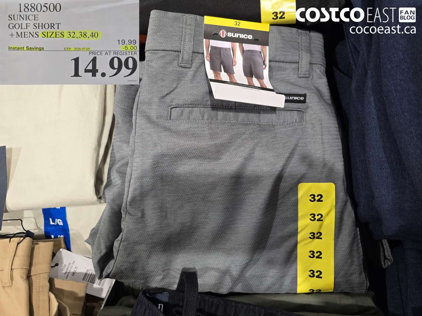 1880500 SUNICE GOLF SHORT + MENS SIZES 32,38,40 ($5.00 INSTANT SAVINGS EXPIRES ON 2026-07-05) $14.99
