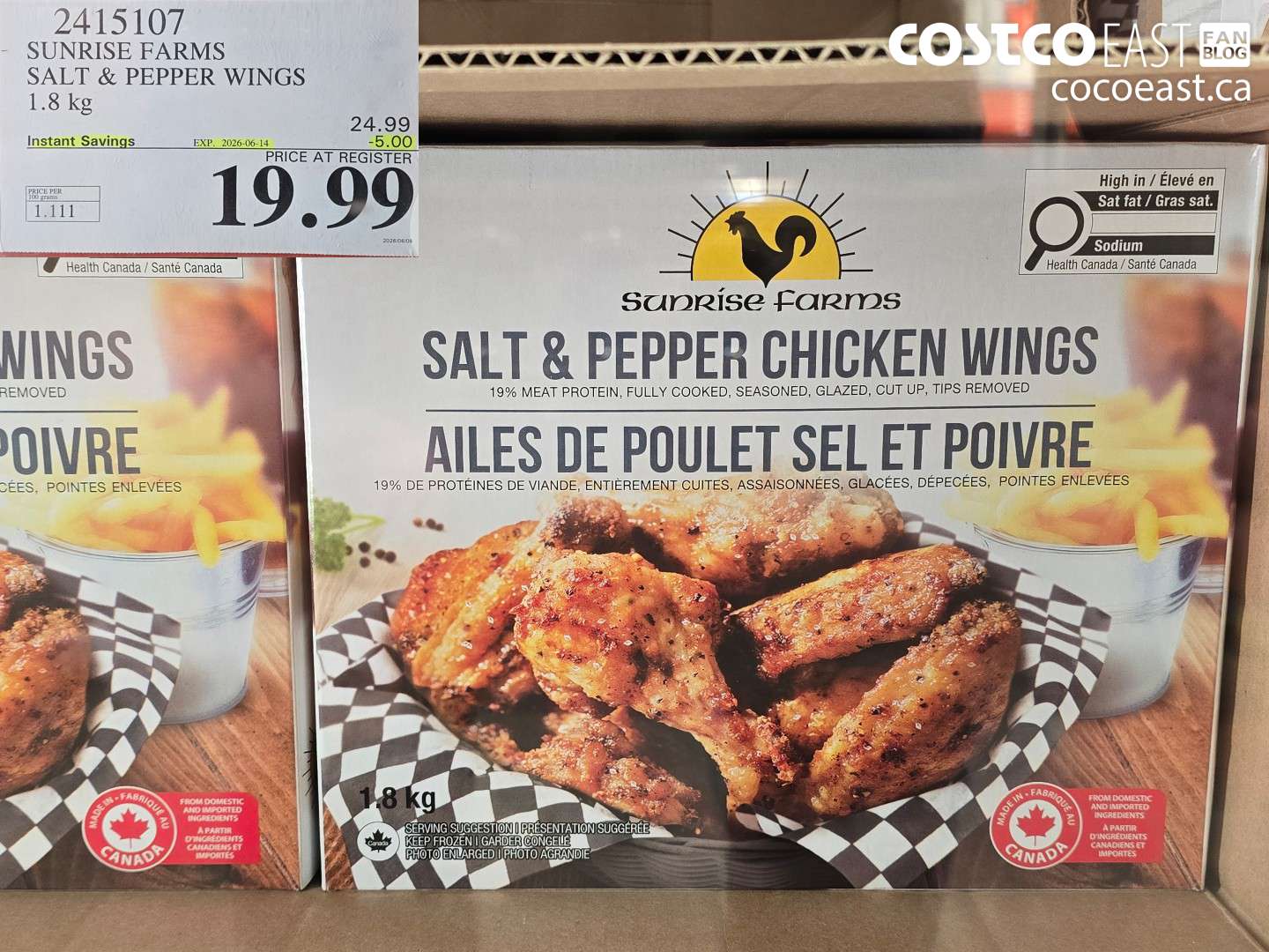 2415107 SUNRISE FARMS SALT & PEPPER WINGS 1.8 KG ($5.00 INSTANT SAVINGS EXPIRES ON 2026-06-14) $19.99