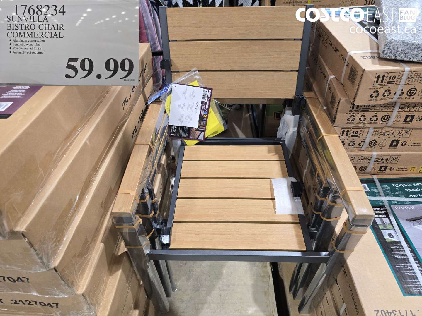 1768234 SUNVILLA BISTRO CHAIR COMMERCIAL $59.99