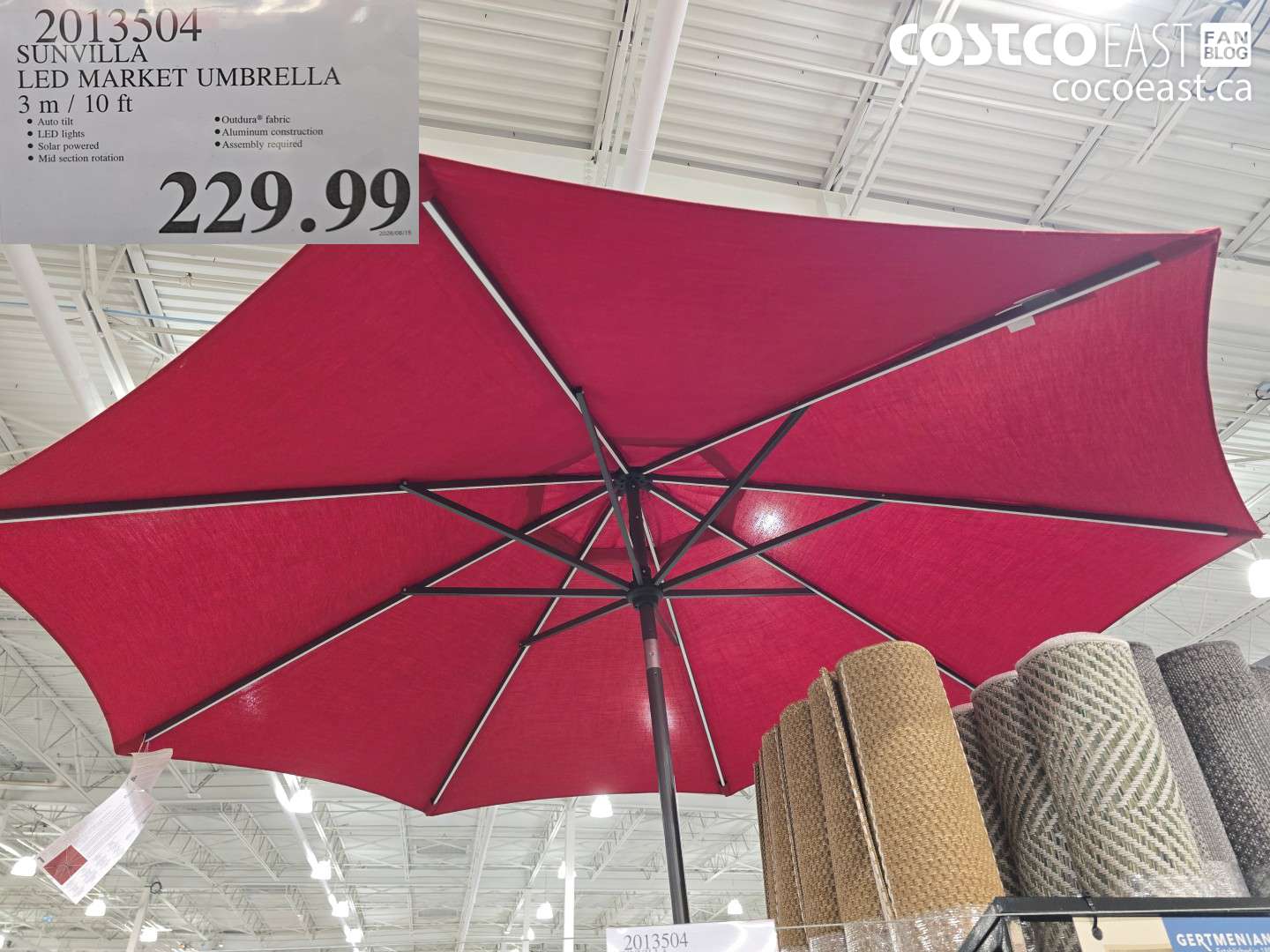 2013504 SUNVILLA LED MARKET UMBRELLA 3 M / 10 FT $229.99