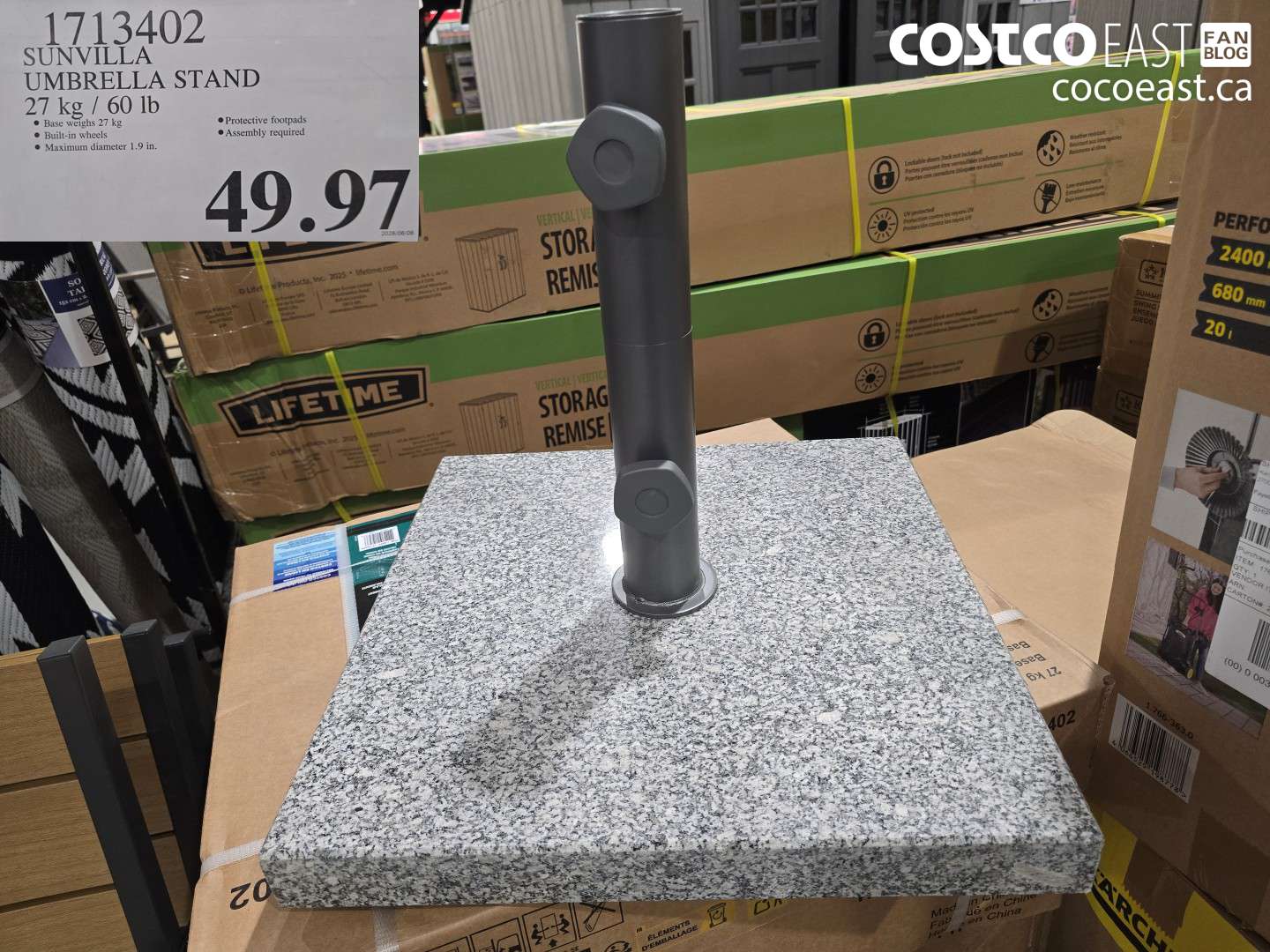1713402 SUNVILLA UMBRELLA STAND 27 KG / 60 LB $49.97