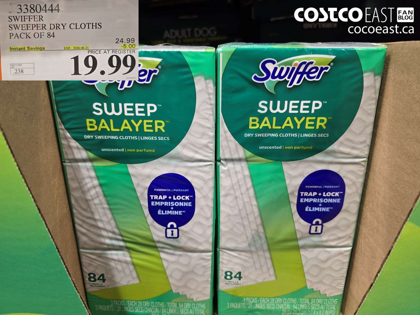 3380444 SWIFFER SWEEPER DRY CLOTHS PACK OF 84 ($5.00 INSTANT SAVINGS EXPIRES ON 2026-06-21) $19.99