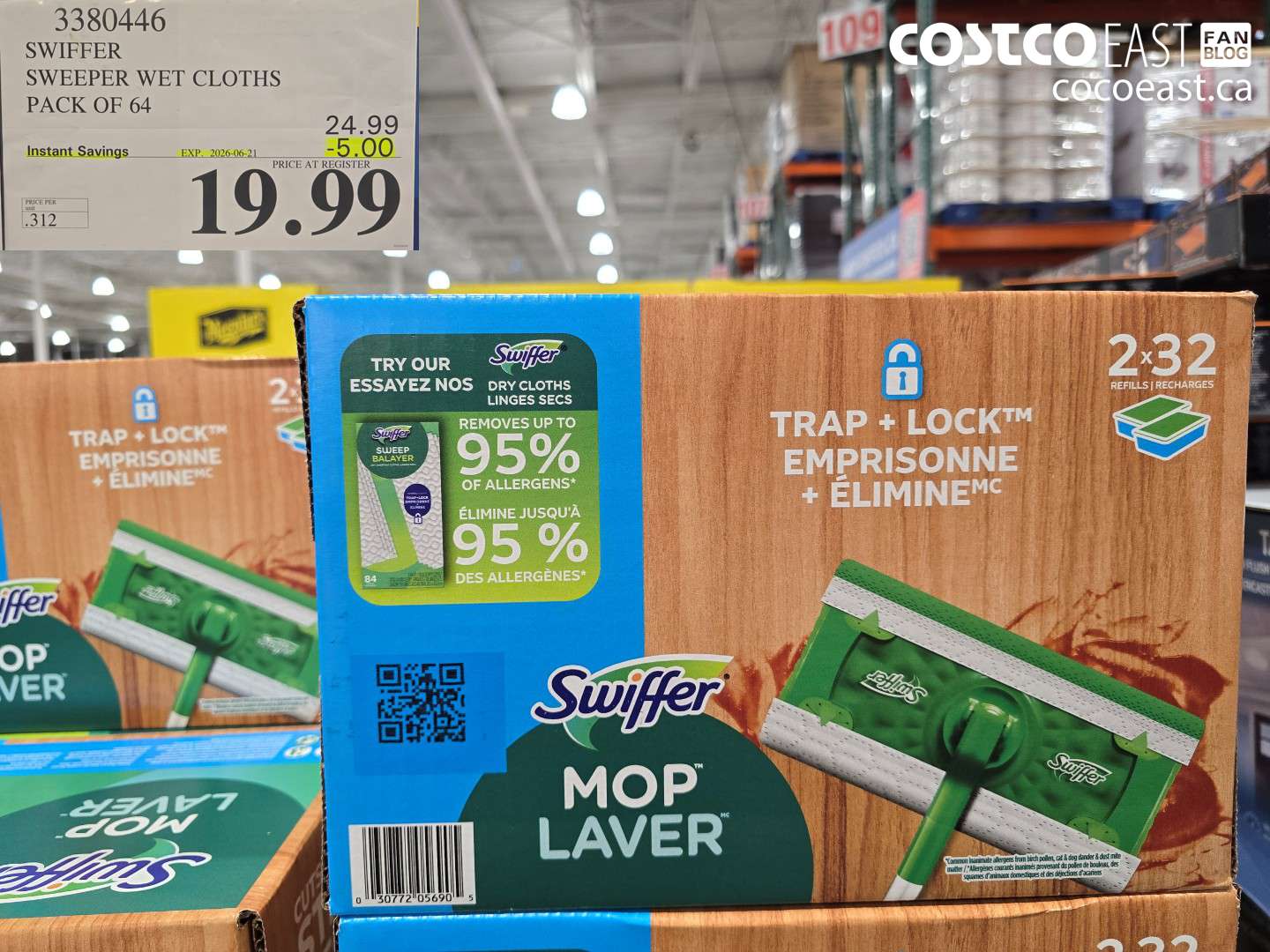 3380446 SWIFFER SWEEPER WET CLOTHS PACK OF 64 ($5.00 INSTANT SAVINGS EXPIRES ON 2026-06-21) $19.99