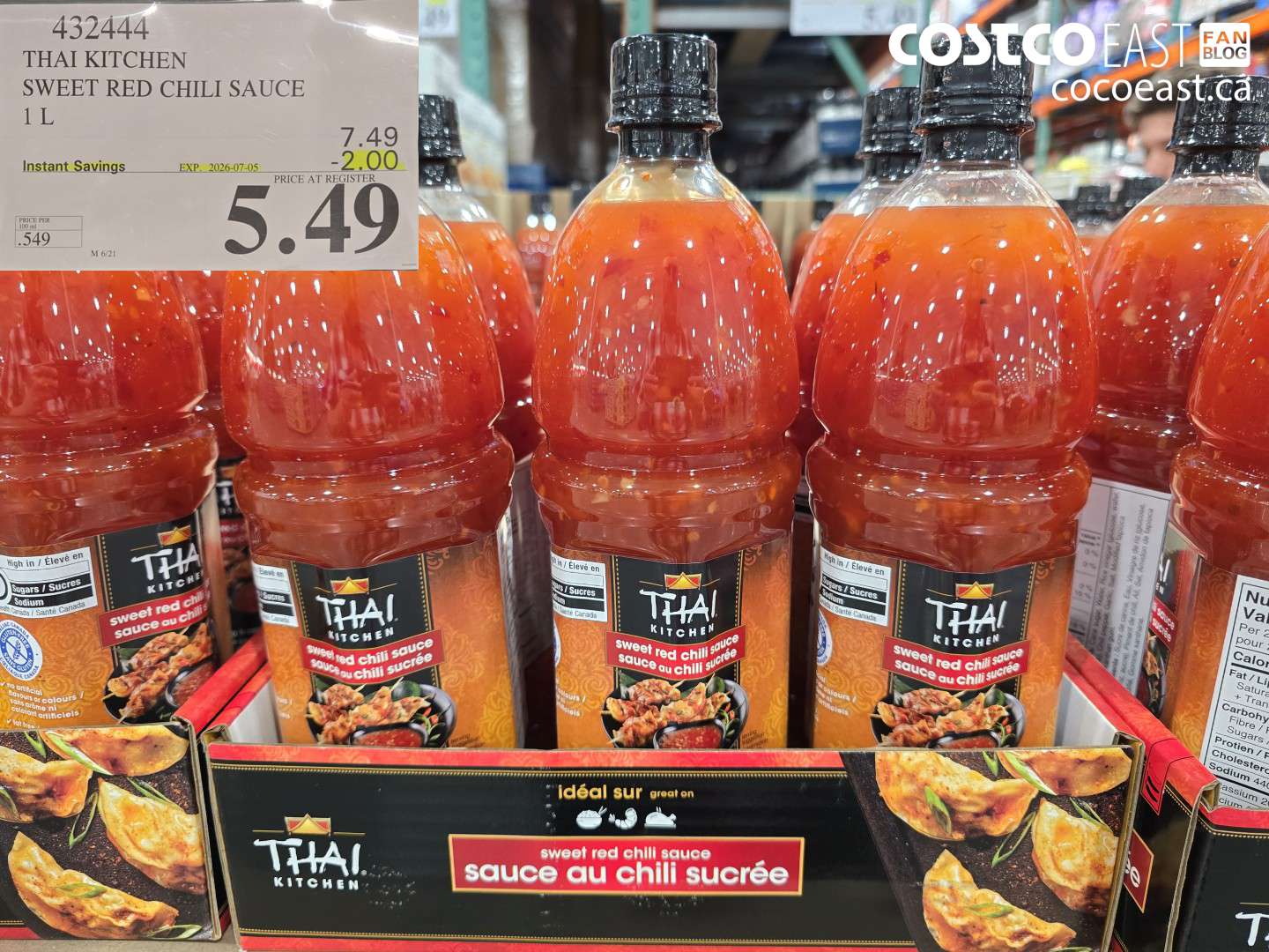 432444 THAI KITCHEN SWEET RED CHILI SAUCE 1 L ($2.00 INSTANT SAVINGS EXPIRES ON 2026-07-05) $5.49