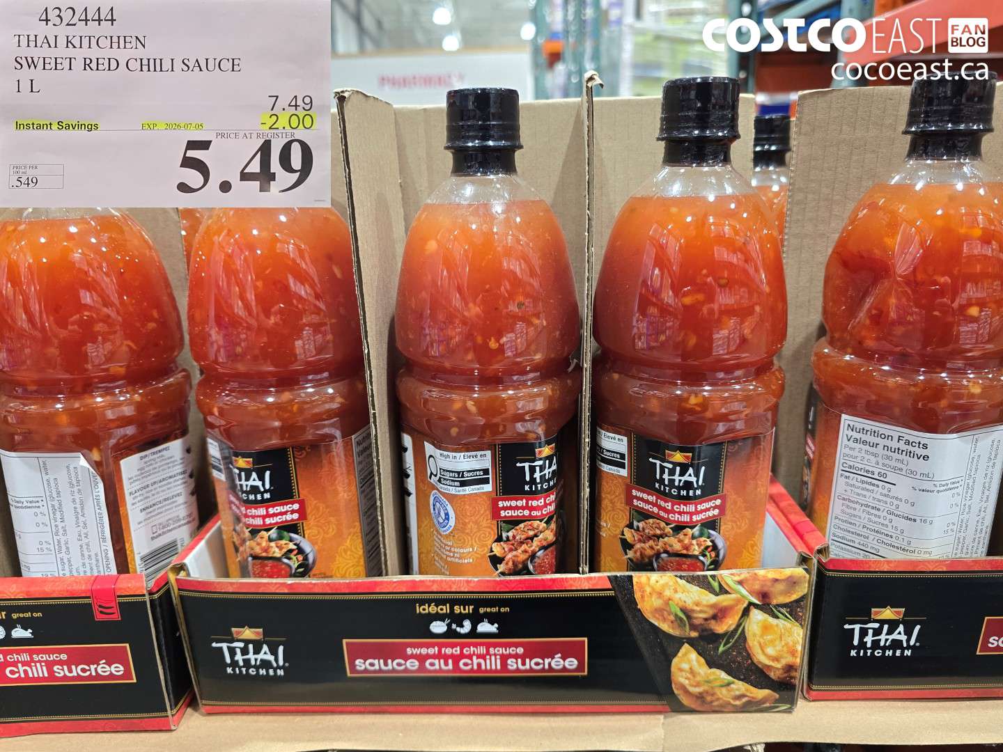 432444 THAI KITCHEN SWEET RED CHILI SAUCE 1 L ($2.00 INSTANT SAVINGS EXPIRES ON 2026-07-05) $5.49