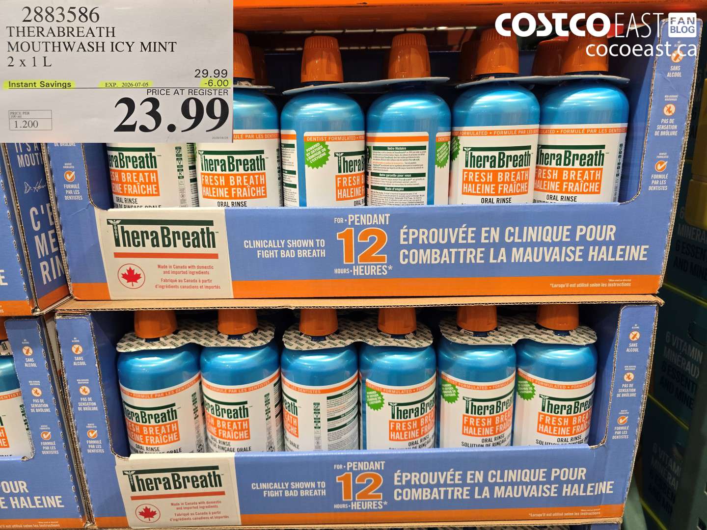 2883586 THERABREATH MOUTHWASH ICY MINT 2 X 1 L ($6.00 INSTANT SAVINGS EXPIRES ON 2026-07-05) $23.99