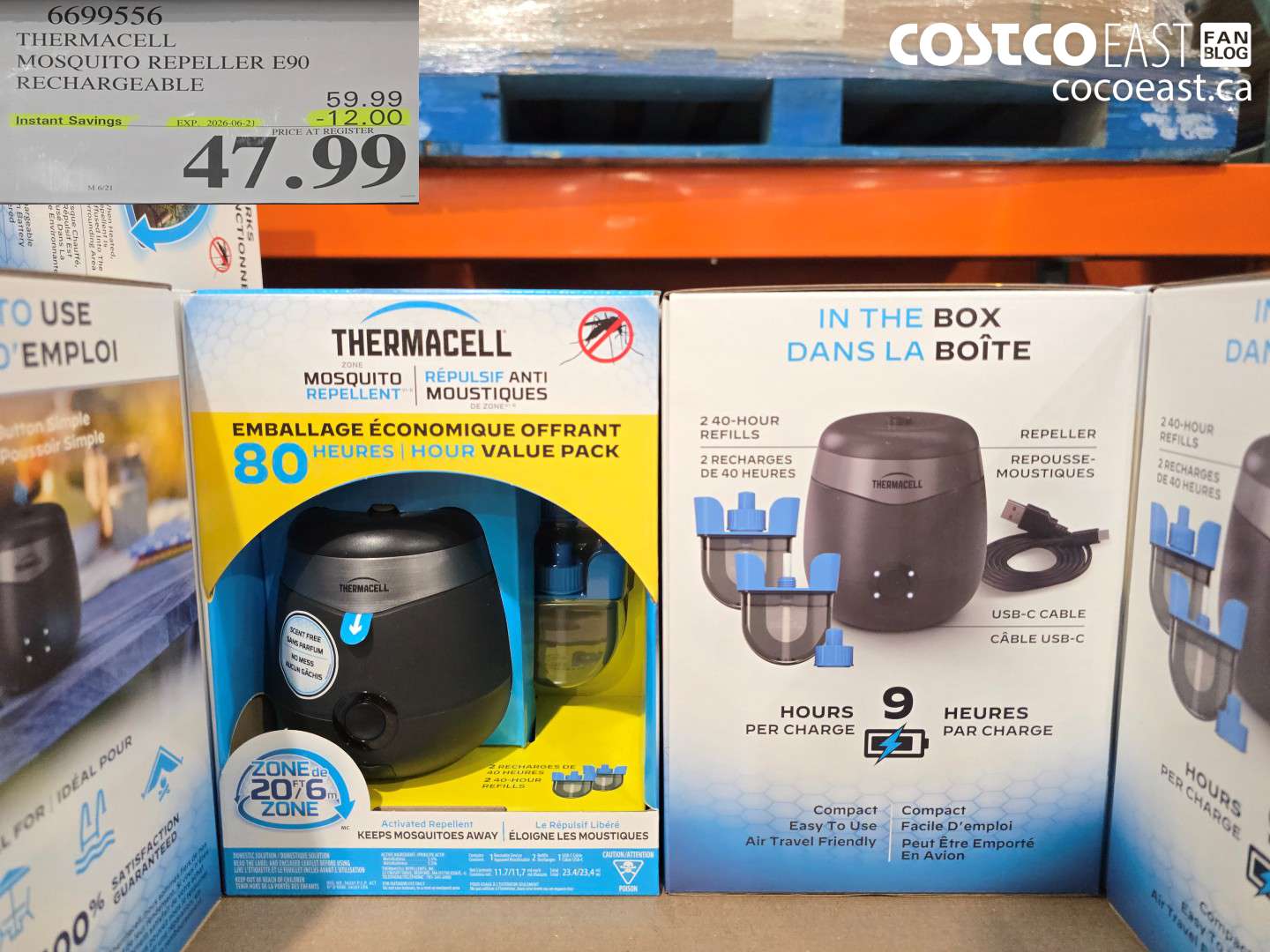 6699556 THERMACELL MOSQUITO REPELLER E90 RECHARGEABLE ($12.00 INSTANT SAVINGS EXPIRES ON 2026-06-21) $47.99