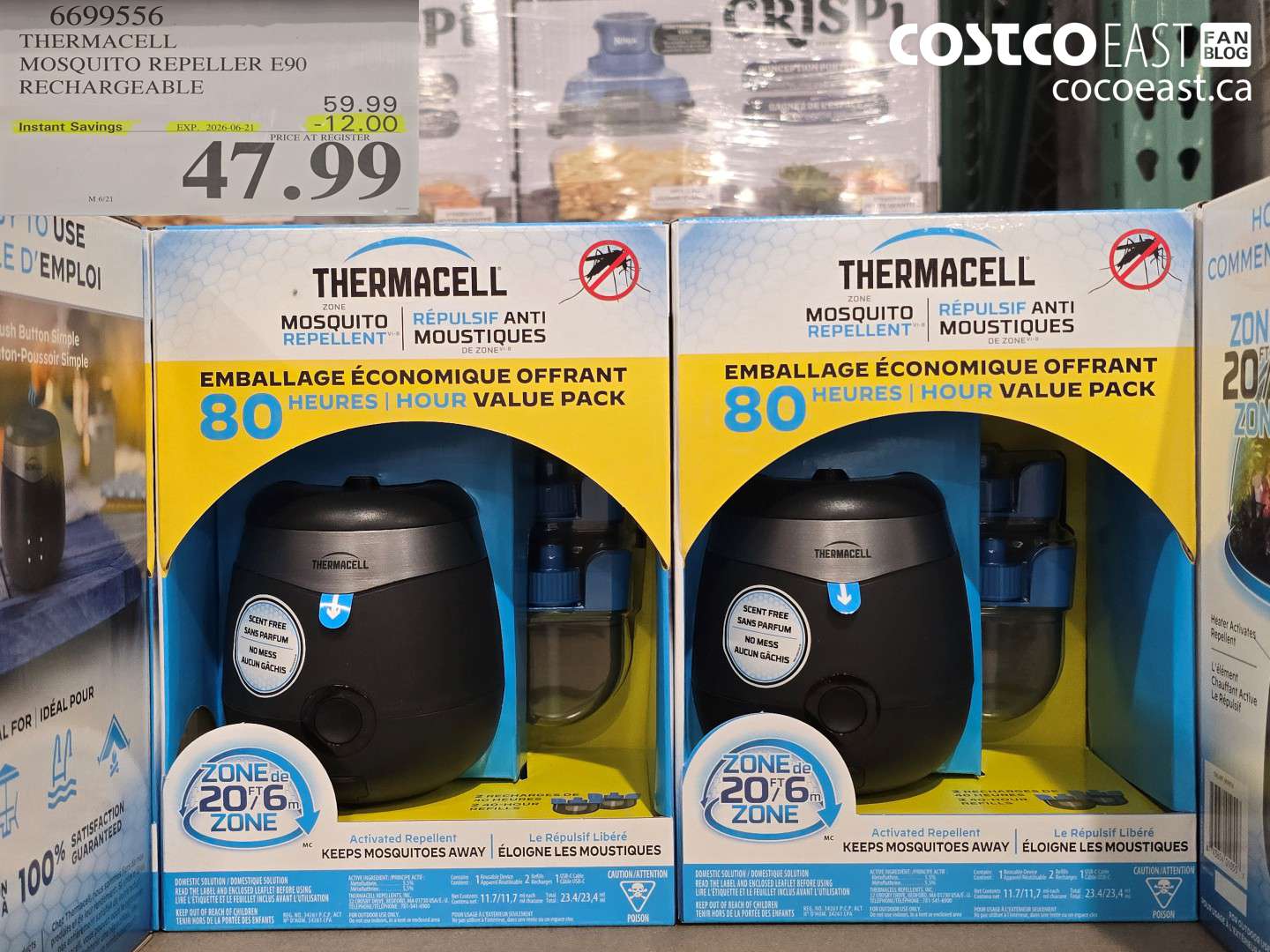 6699556 THERMACELL MOSQUITO REPELLER E90 RECHARGEABLE ($12.00 INSTANT SAVINGS EXPIRES ON 2026-06-21) $47.99