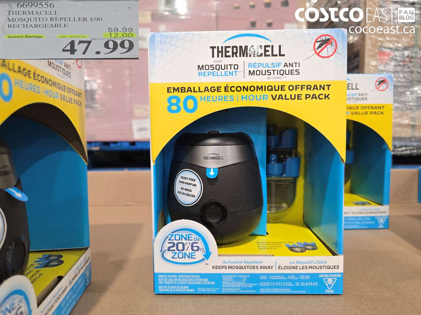 6699556 THERMACELL MOSQUITO REPELLER E90 RECHARGEABLE ($12.00 INSTANT SAVINGS EXPIRES ON 2026-07-05) $47.99