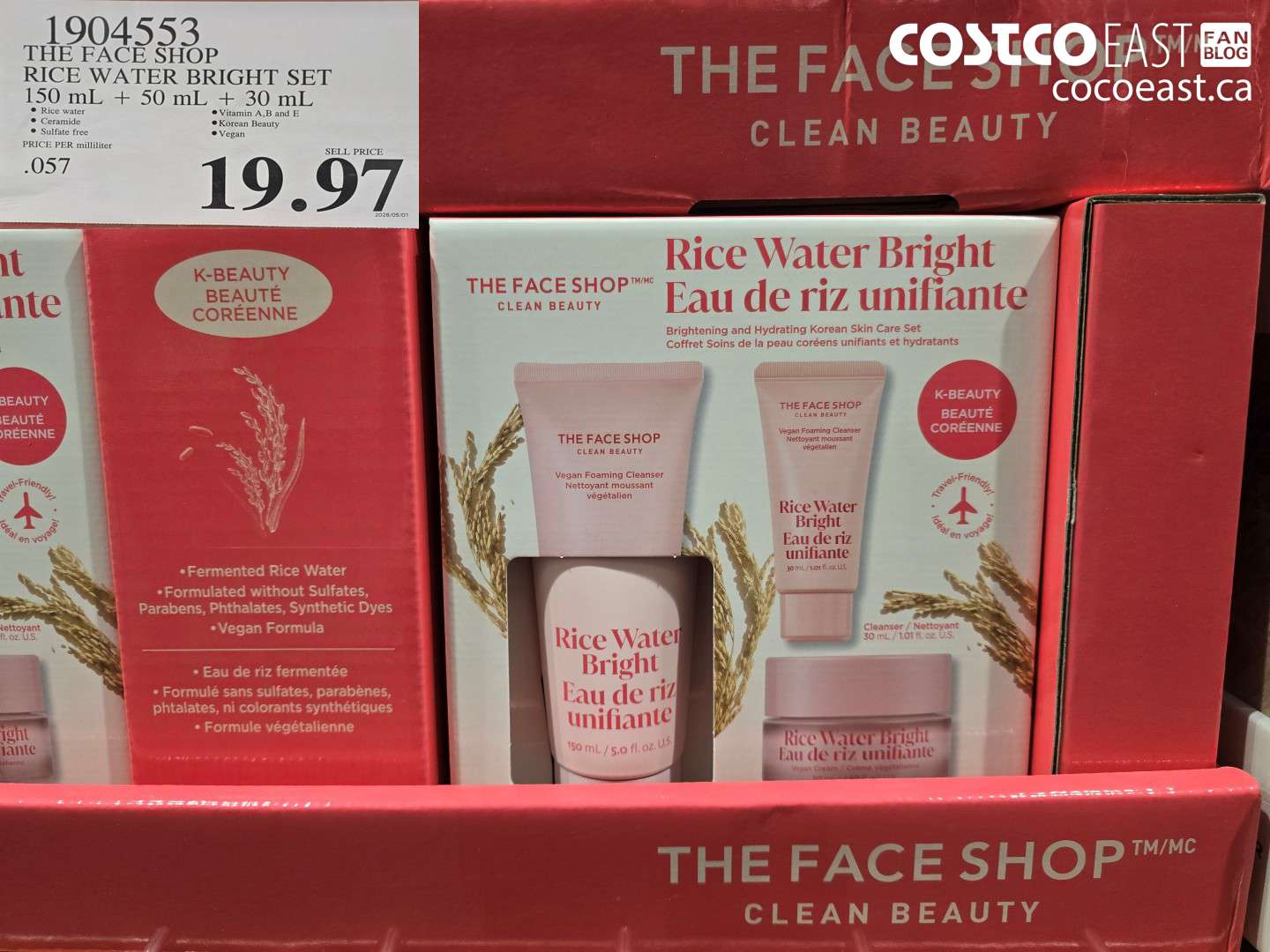 1904553 THE FACE SHOP RICE WATER BRIGHT SET 150 ML + 50 ML + 30 ML $19.97