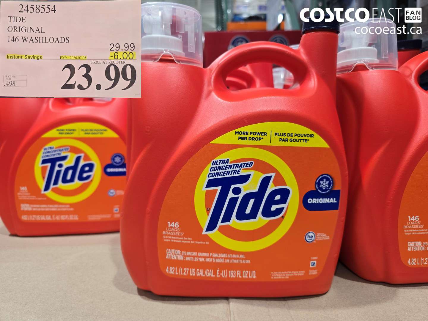 2458554 TIDE ORIGINAL 146 WASHLOADS ($6.00 INSTANT SAVINGS EXPIRES ON 2026-07-05) $23.99