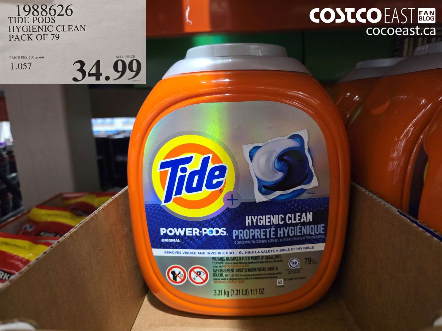 1988626 TIDE PODS HYGIENIC CLEAN PACK OF 79 $34.99