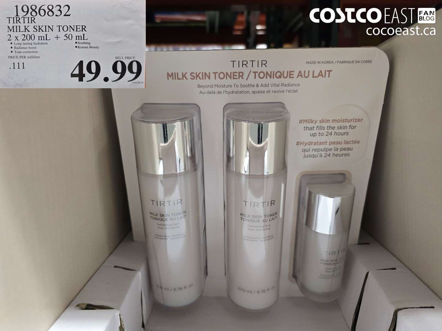 1986832 TIRTIR MILK SKIN TONER 2 X 200 ML + 50 ML $49.99