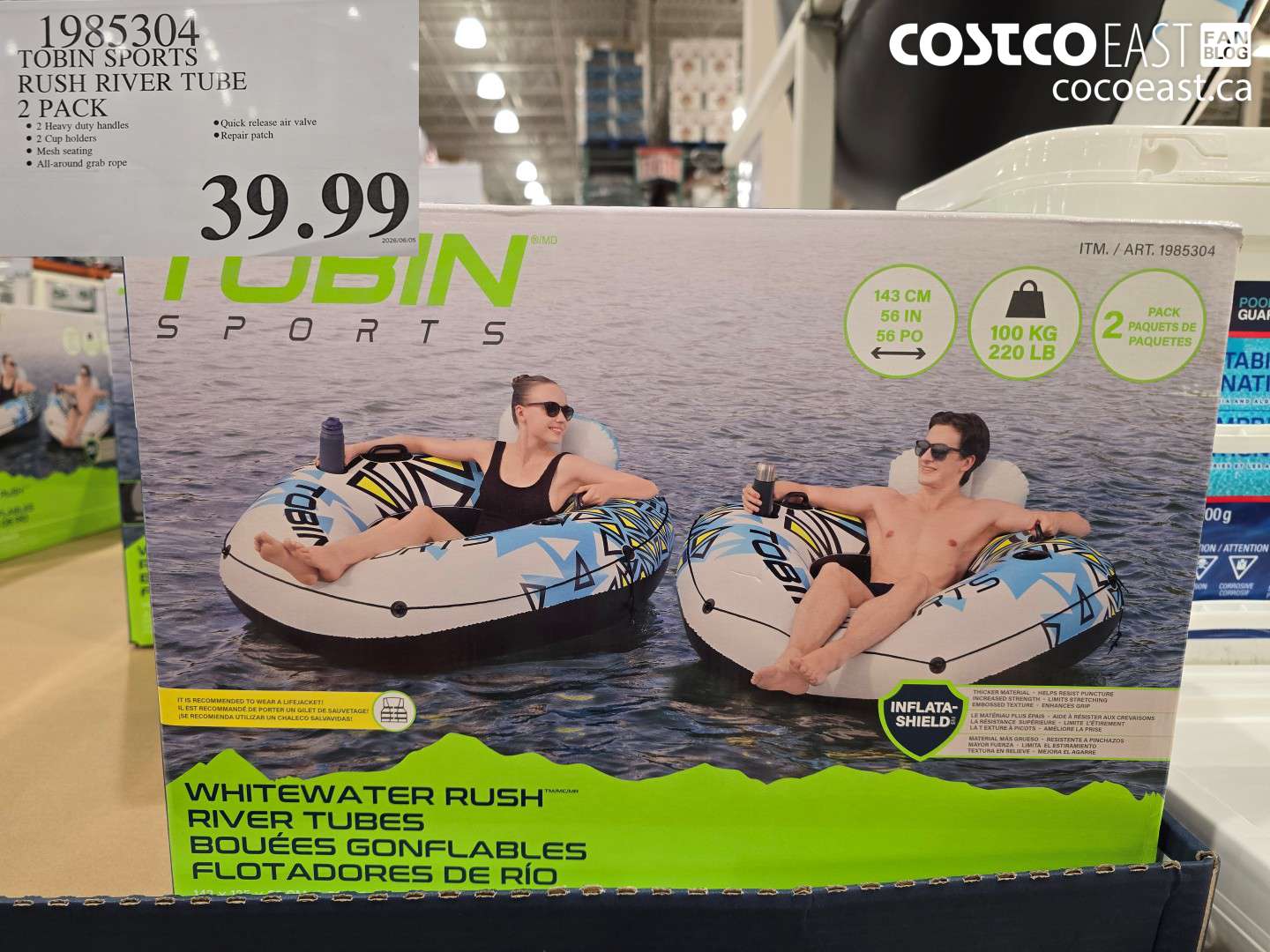 1985304 TOBIN SPORTS RUSH RIVER TUBE 2 PACK $39.99