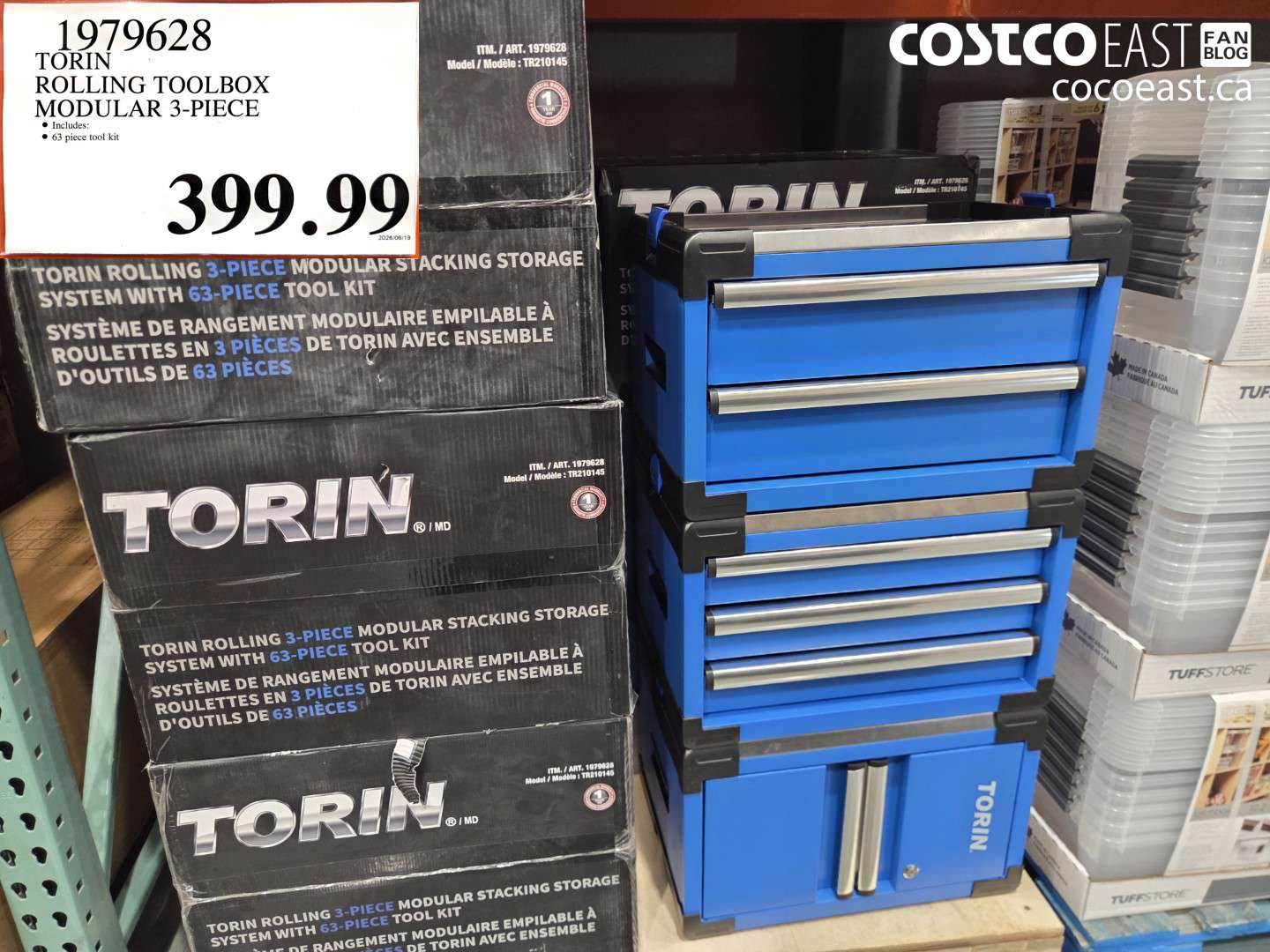 1979628 TORIN ROLLING TOOLBOX MODULAR 3-PIECE $399.99