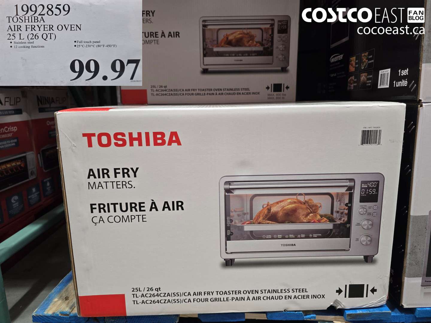 1992859 TOSHIBA AIR FRYER OVEN 25 L (26 QT) $99.97