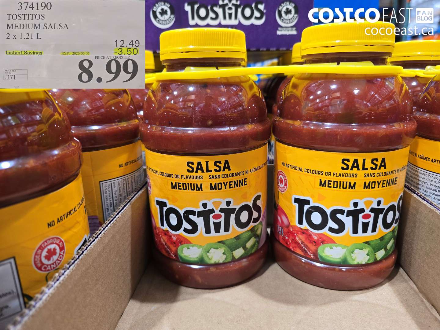 374190 TOSTITOS MEDIUM SALSA 2 X 1.21 L ($3.50 INSTANT SAVINGS EXPIRES ON 2026-06-07) $8.99
