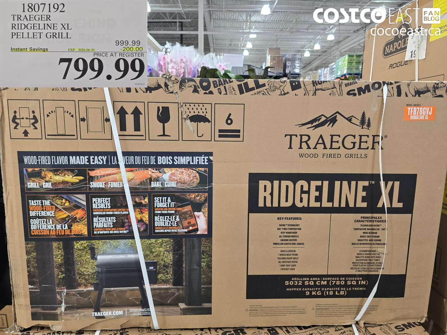 1807192 TRAEGER RIDGELINE XL PELLET GRILL ($200.00 INSTANT SAVINGS EXPIRES ON 2026-06-30) $799.99