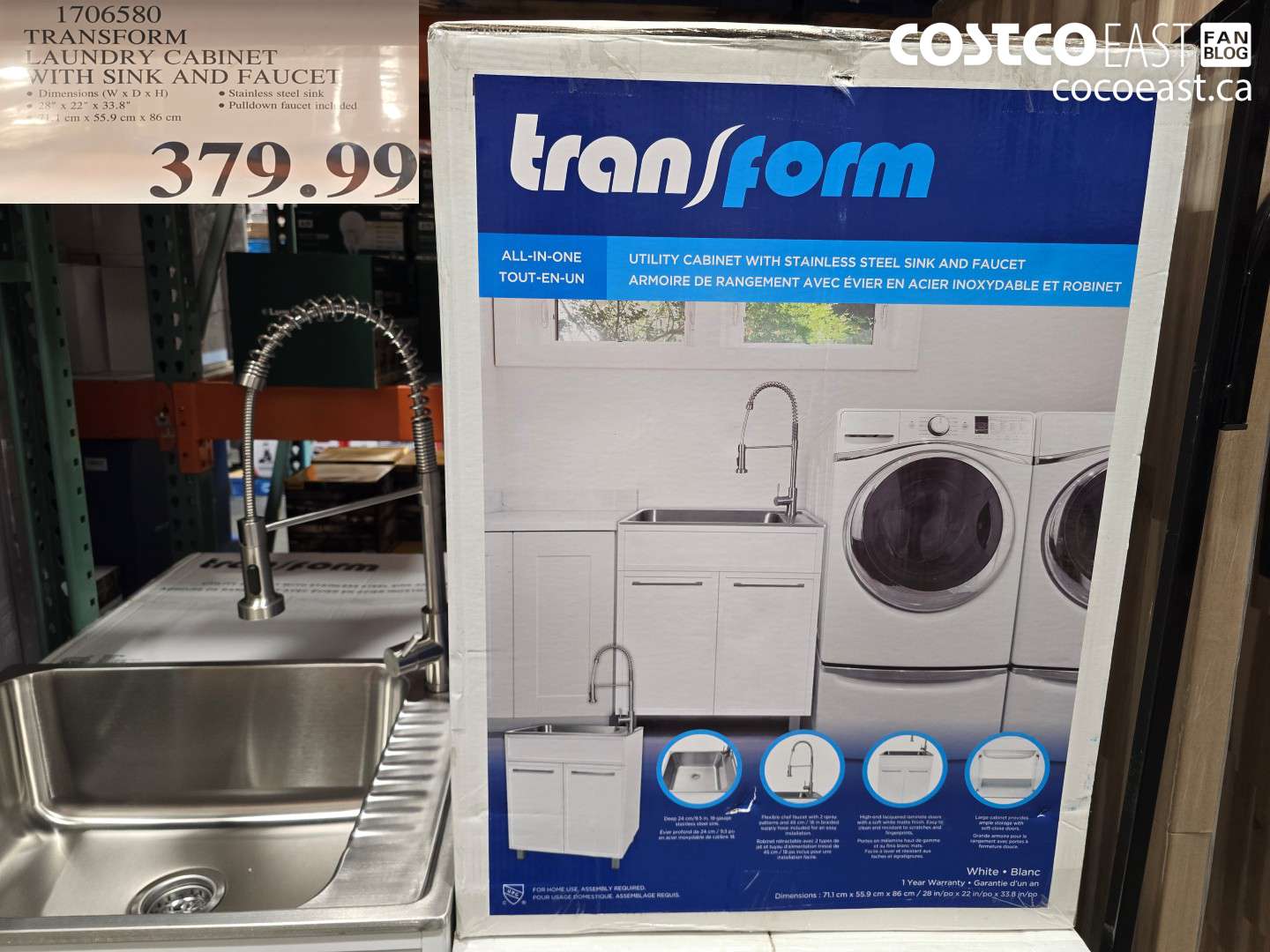1706580 TRANSFORM LAUNDRY CABINET WITH SINK AND FAUCET $379.99