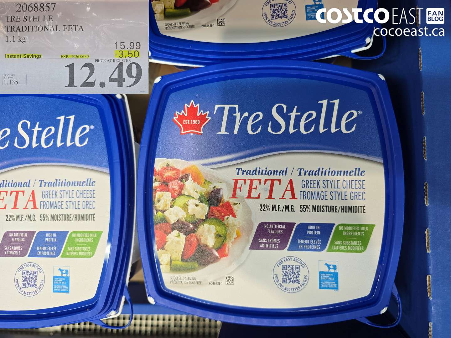 2068857 TRE STELLE TRADITIONAL FETA 1.1 KG ($3.50 INSTANT SAVINGS EXPIRES ON 2026-06-07) $12.49