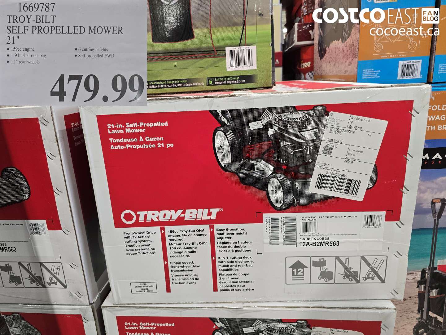 1669787 TROY-BILT SELF PROPELLED MOWER 21 IN $479.99