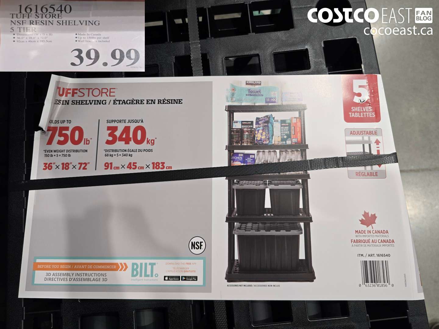 1616540 TUFF STORE NSF RESIN SHELVING 5 TIER $39.99